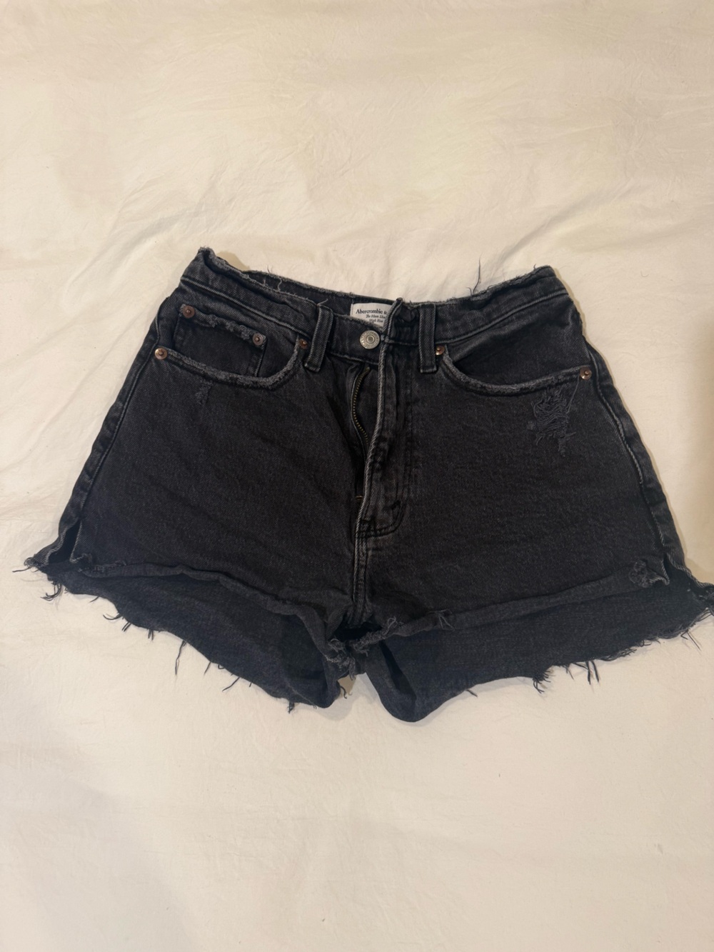 Abercrombie & Fitch Black Distressed Denim Cutoff Shorts
